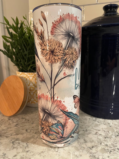 20 ounce Insulated Skinny Tumbler -  Just Breathe