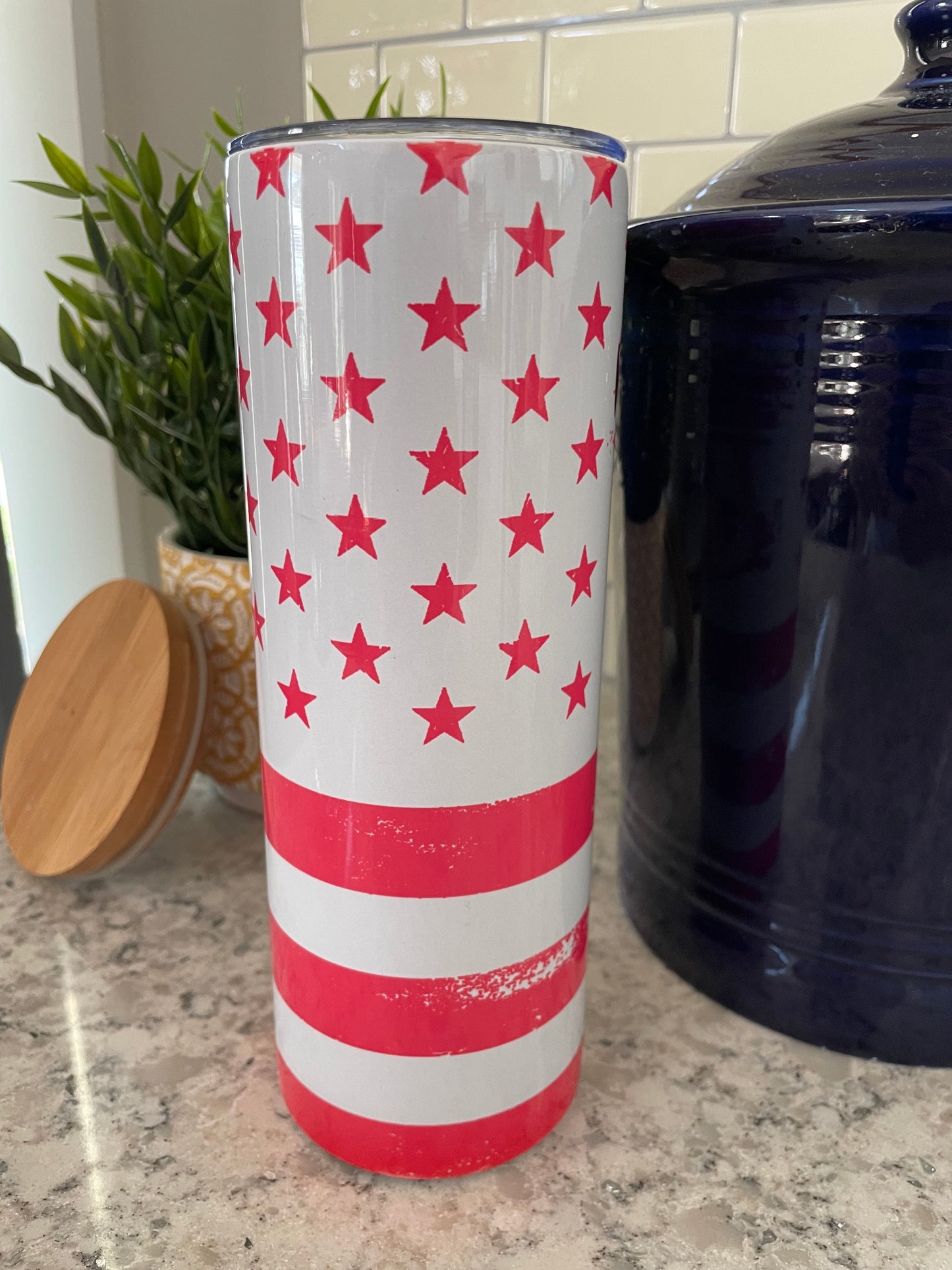 20 ounce Insulated Skinny Tumbler -  Pink Flamingo Flag