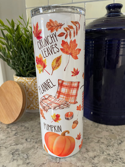 20 ounce Insulated Skinny Tumbler - Hello Fall