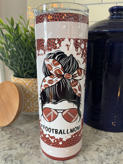 20 ounce Insulated Skinny Tumbler - Football Mom