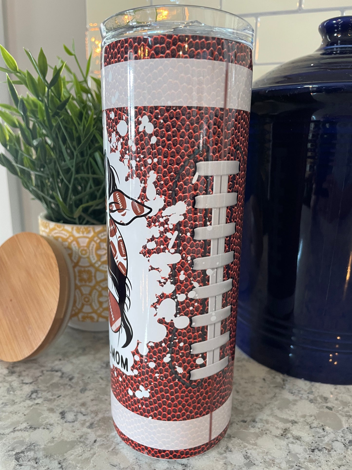 20 ounce Insulated Skinny Tumbler - Football Mom