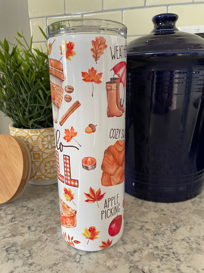 20 ounce Insulated Skinny Tumbler - Hello Fall