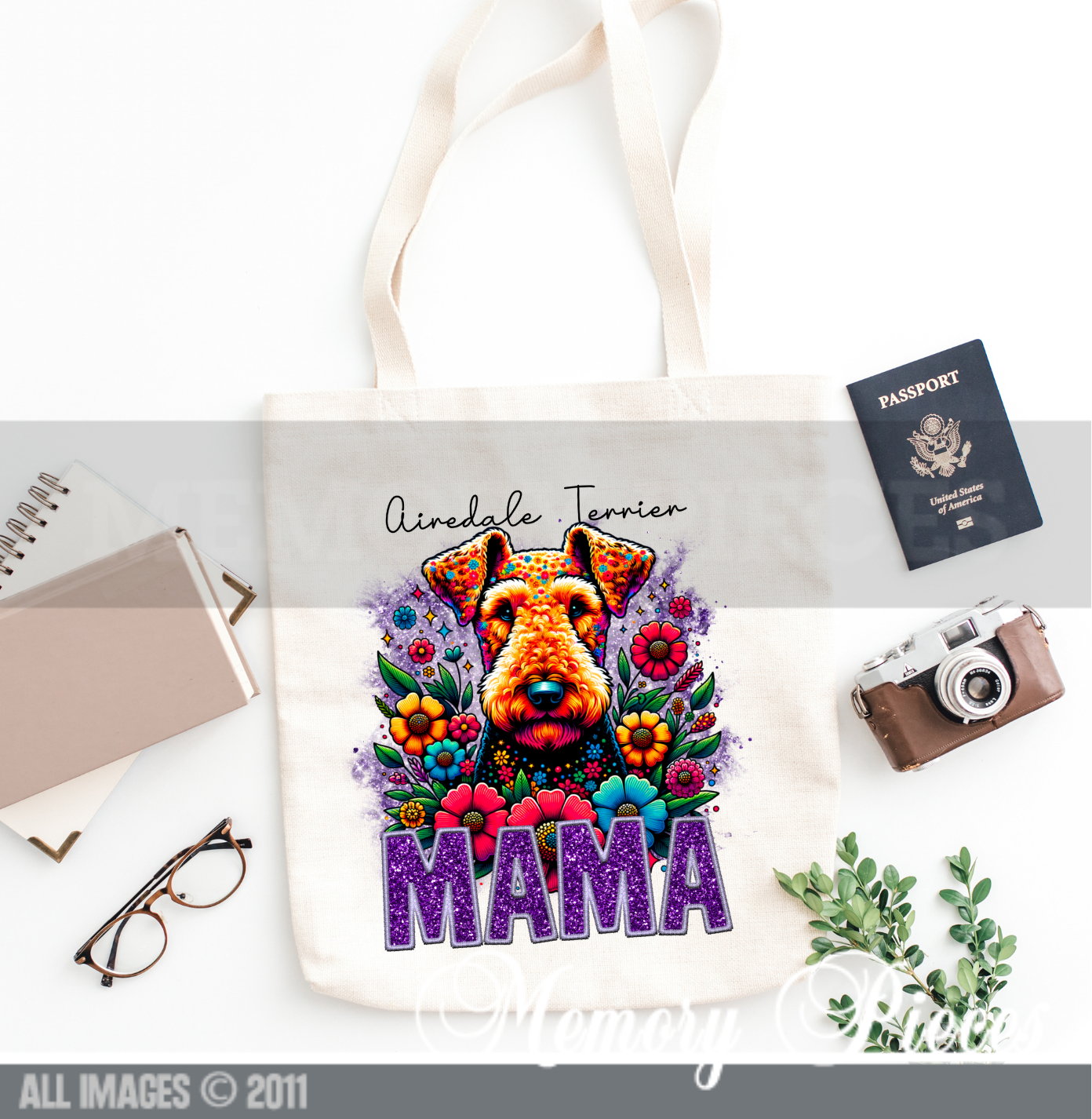 Airedale Terrier Dog Mama Tote Bags