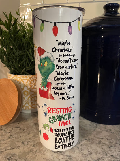 20 ounce Insulated Skinny Tumbler -  Grinch