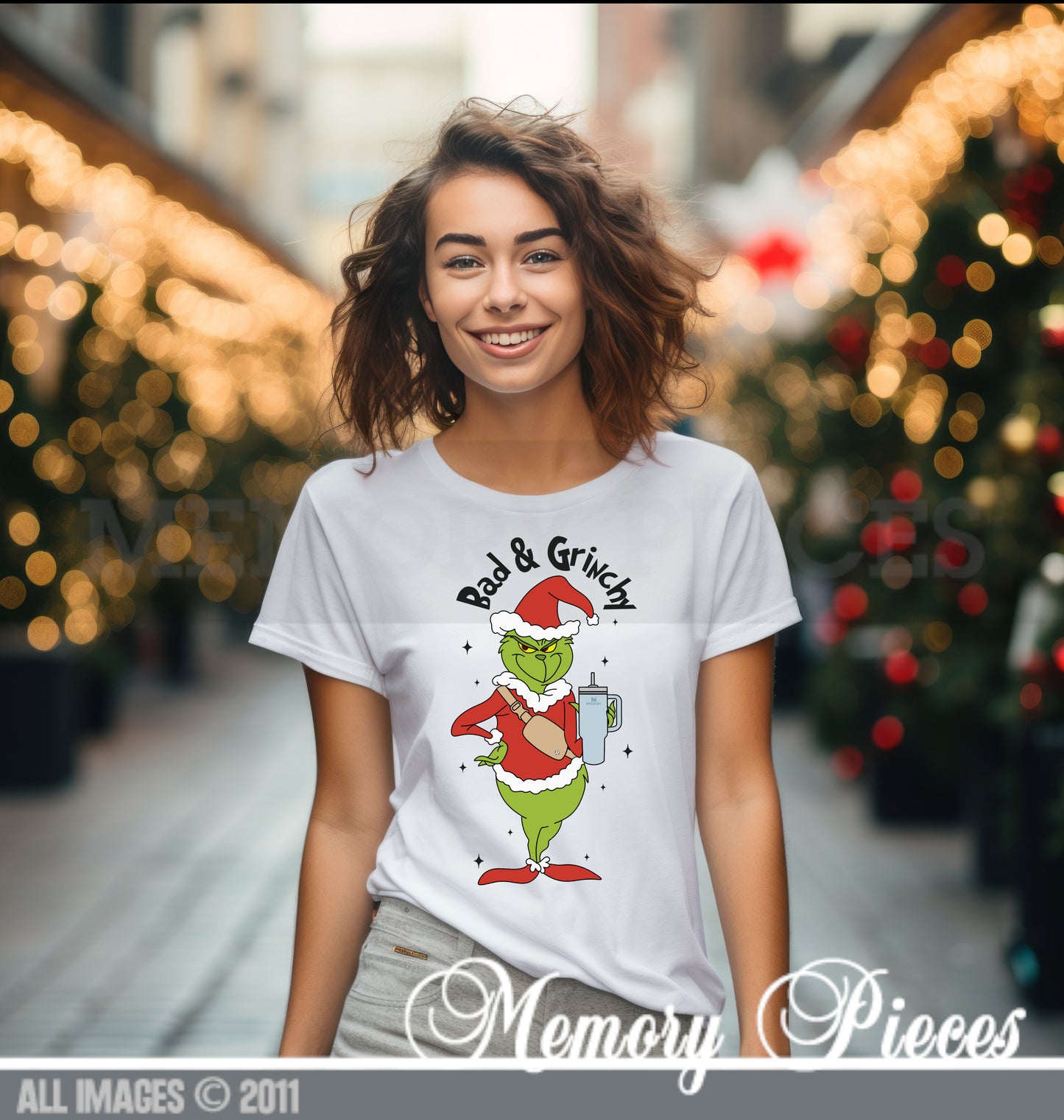 Short Sleeve ‘Bad and Grinchy' White T-Shirt