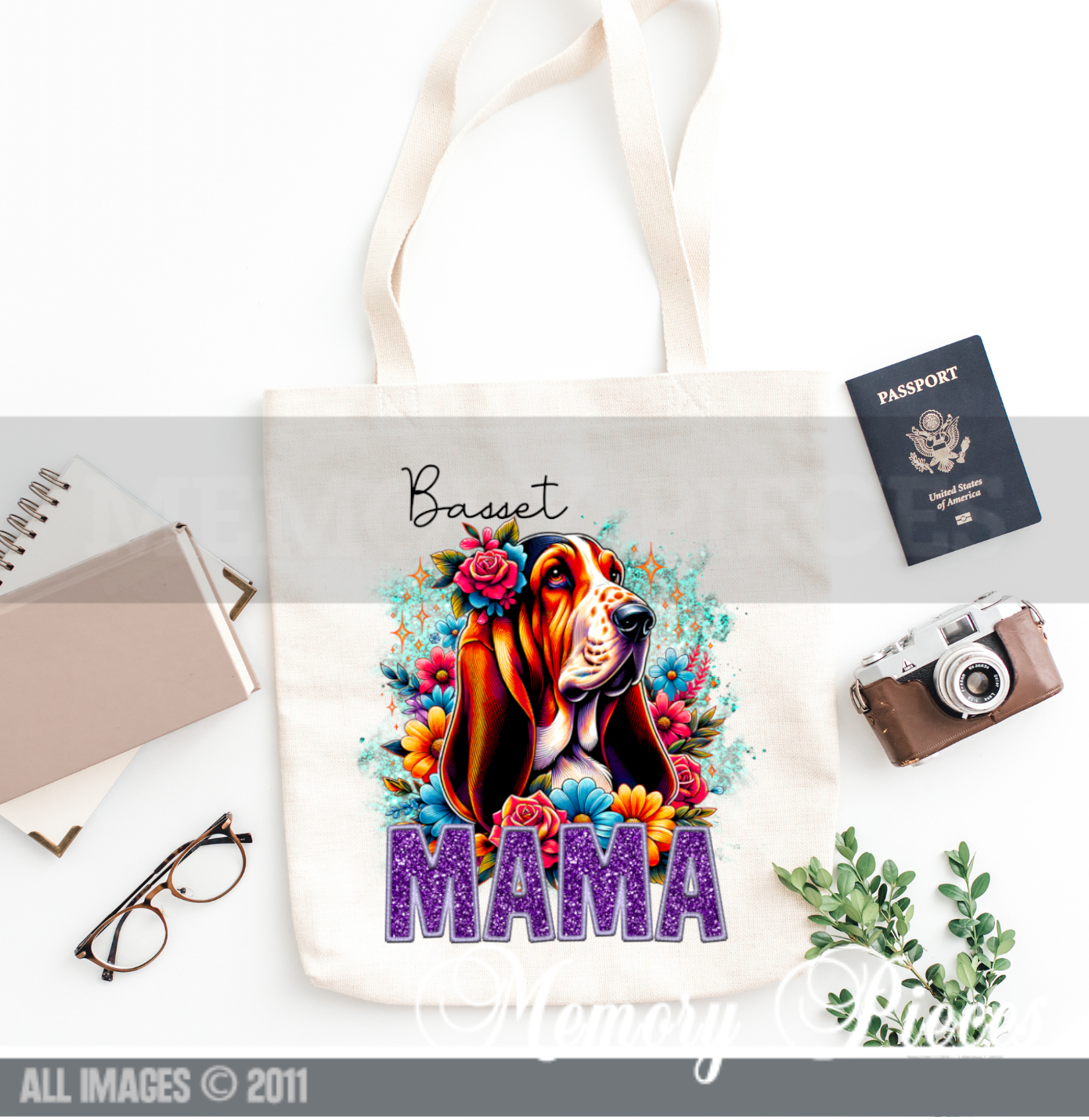 Basset Dog Mama Tote Bags