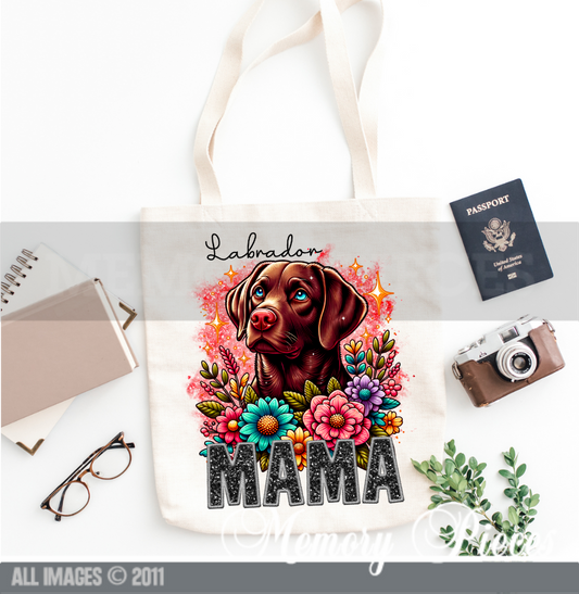 Chocolate Labrador Mama Dog Mama Tote Bags