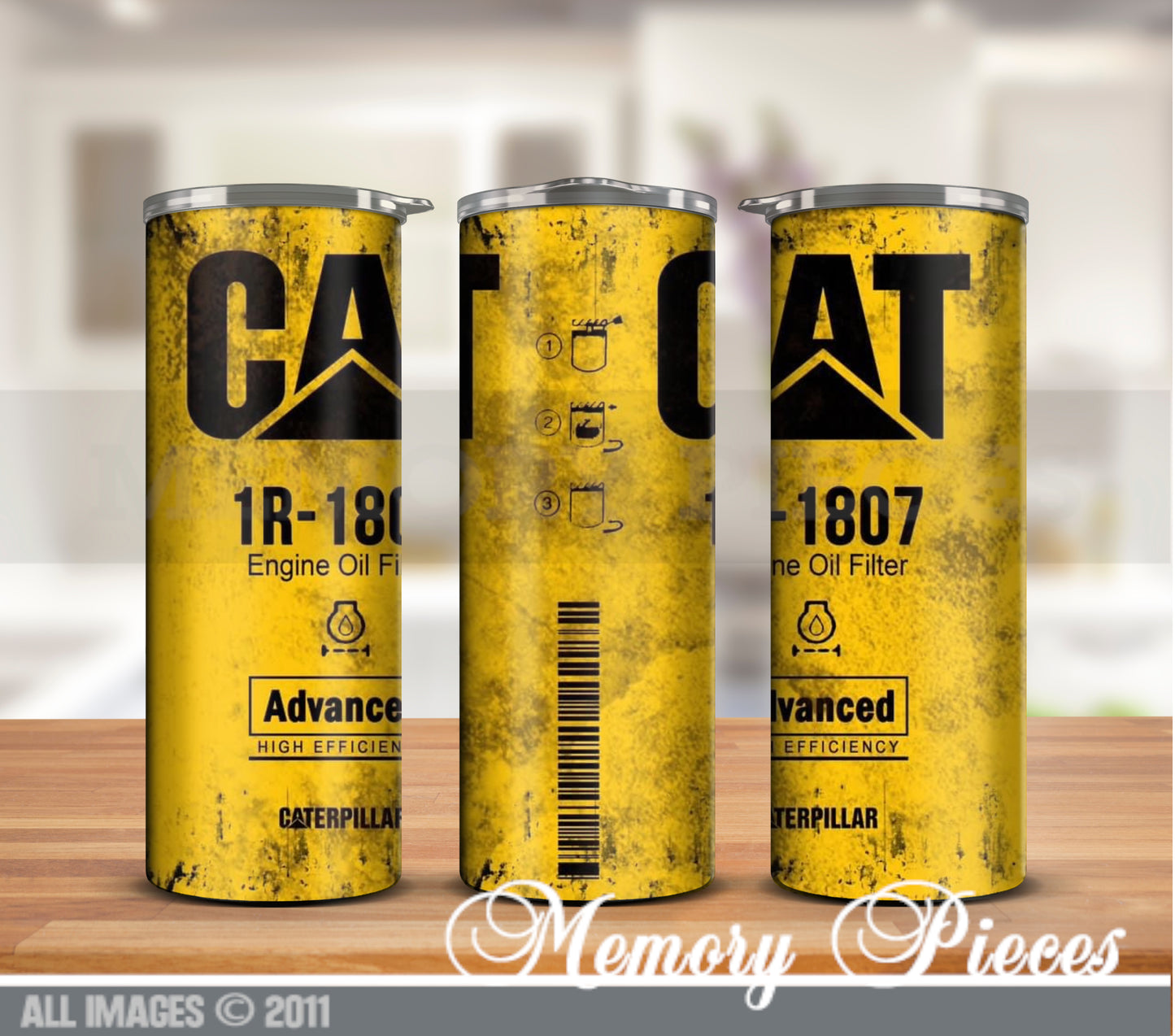 20 ounce Insulated Skinny Tumbler - CAT Engine Oil (dirty/worn look)