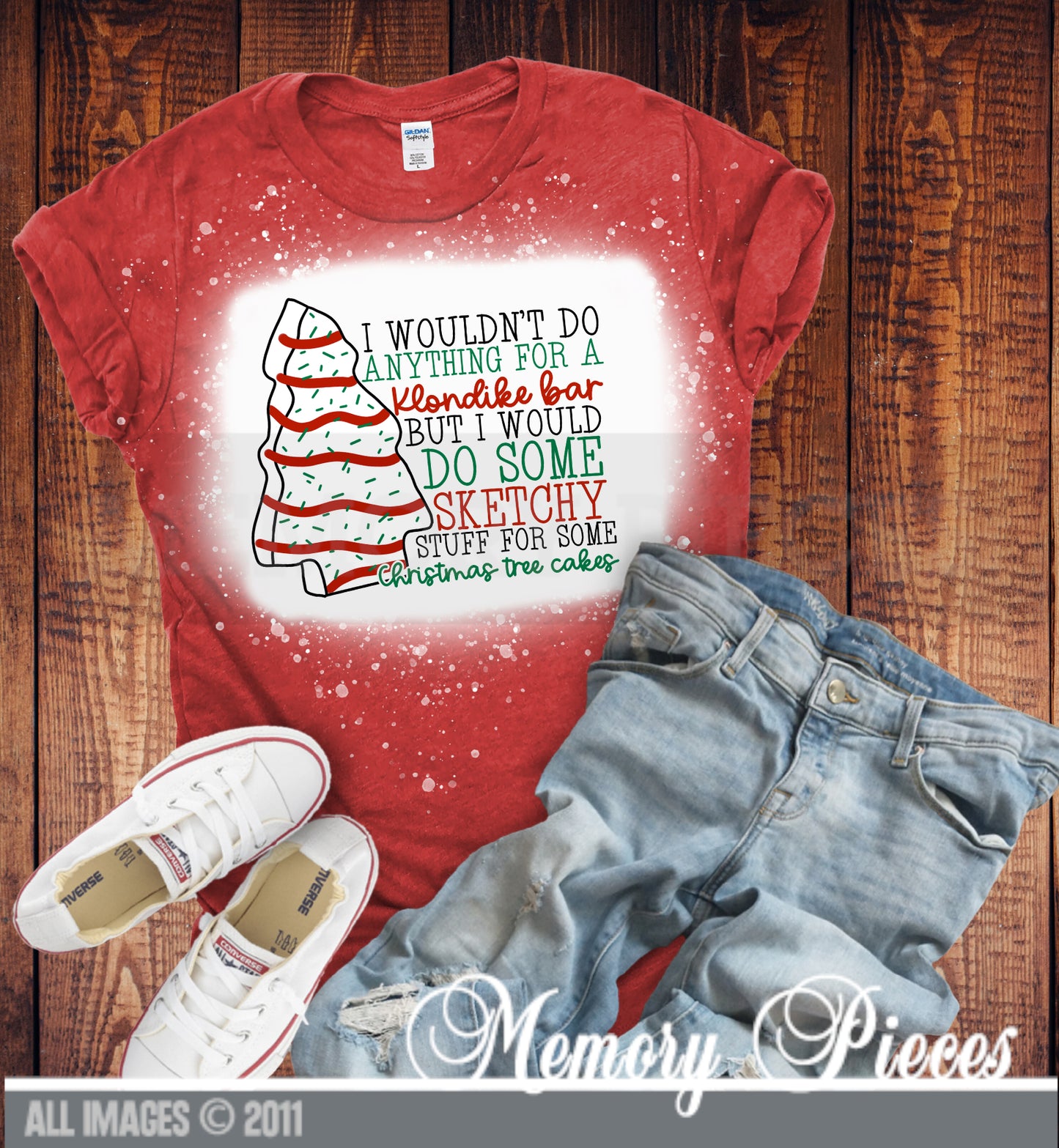 Short Sleeve ‘Christmas Tree Cakes’ Bleached T-Shirt