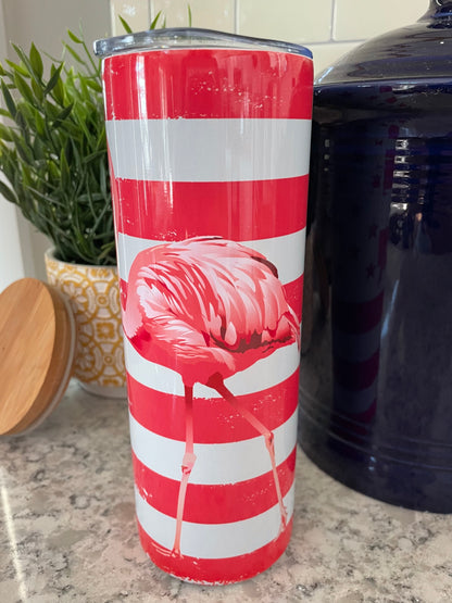 20 ounce Insulated Skinny Tumbler -  Pink Flamingo Flag