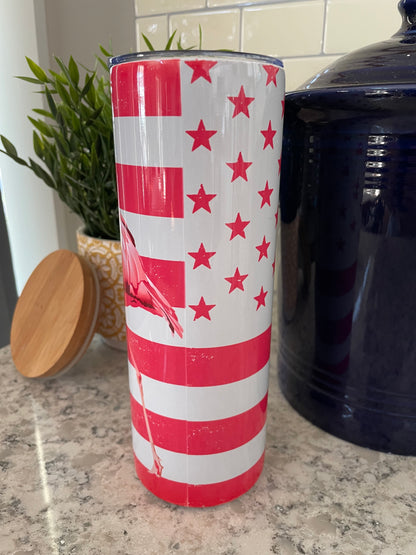 20 ounce Insulated Skinny Tumbler -  Pink Flamingo Flag