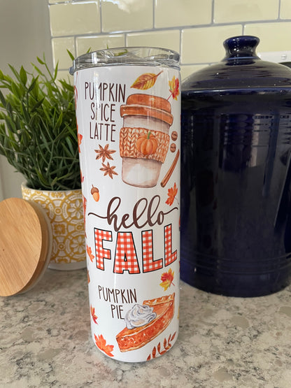 20 ounce Insulated Skinny Tumbler - Hello Fall