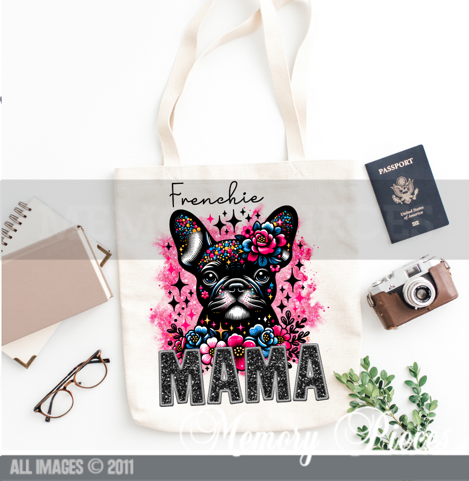 Frenchie Mama Tote Bag (Black)