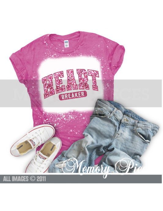 Short Sleeve ‘Heart Breaker’ Bleached T-Shirt