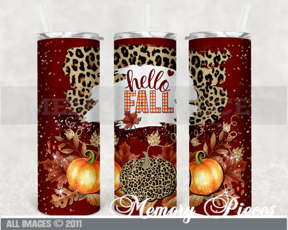 20 ounce Insulated Skinny Tumbler - Hello Fall