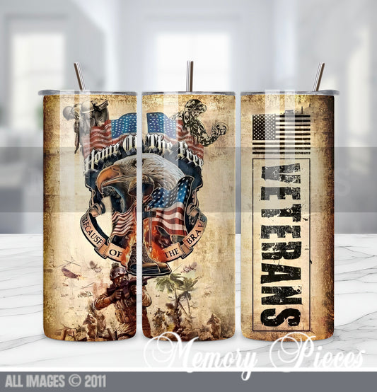 20 ounce Insulated Skinny Tumbler - Home of the Free   Veterans