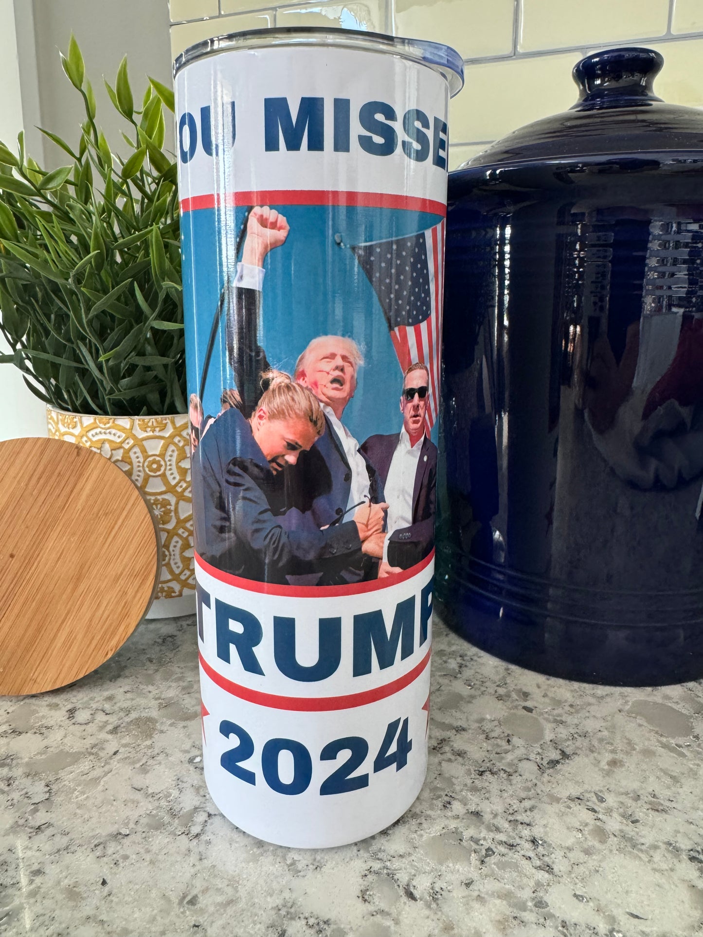 20 ounce Insulated Skinny Tumbler - YOU MISSED Trump 2024