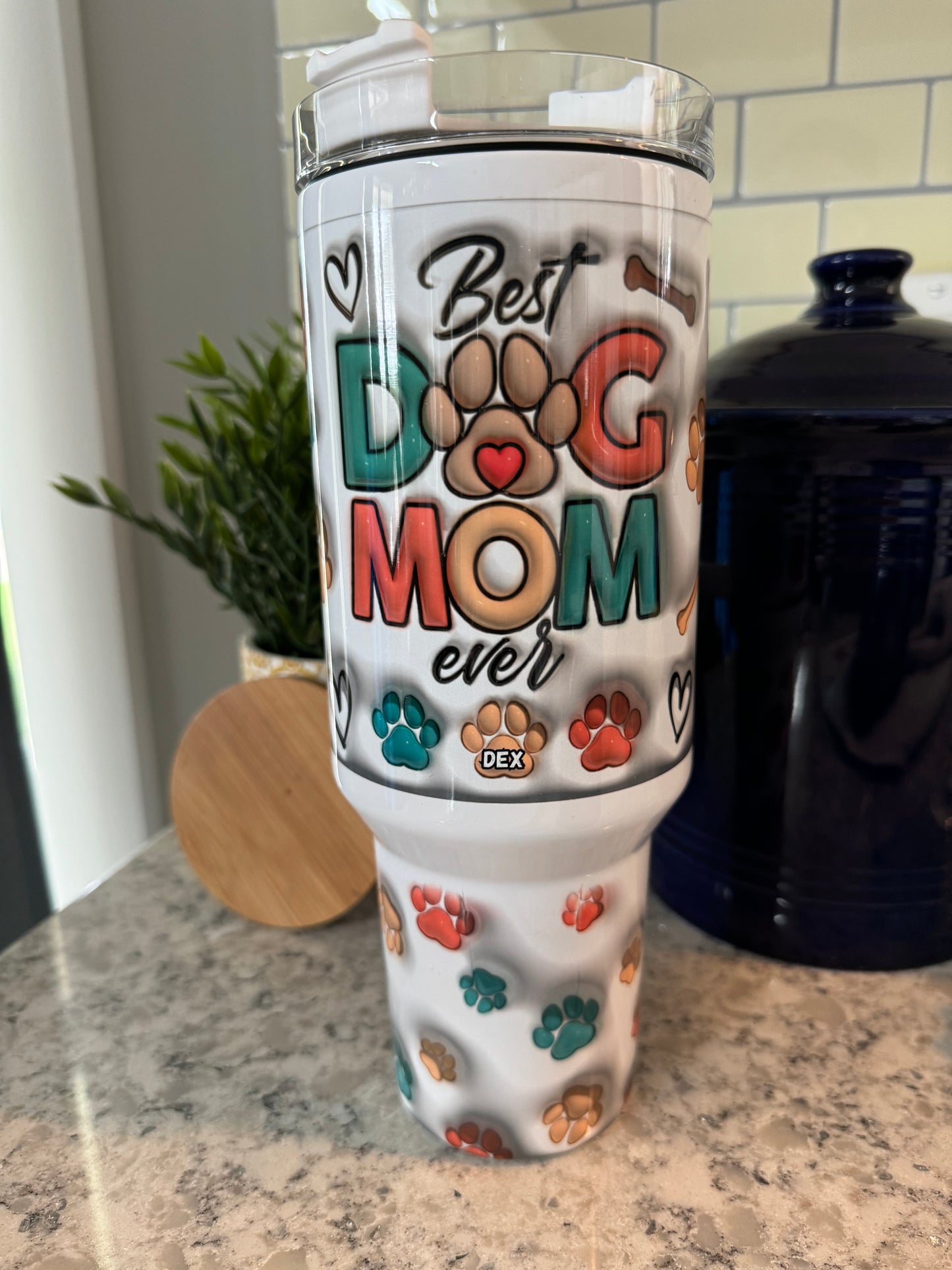 40 ounce Insulated Travel Tumbler - Dog Mom