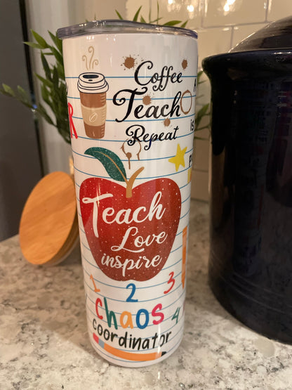 20 ounce Insulated Skinny Tumbler - Teacher