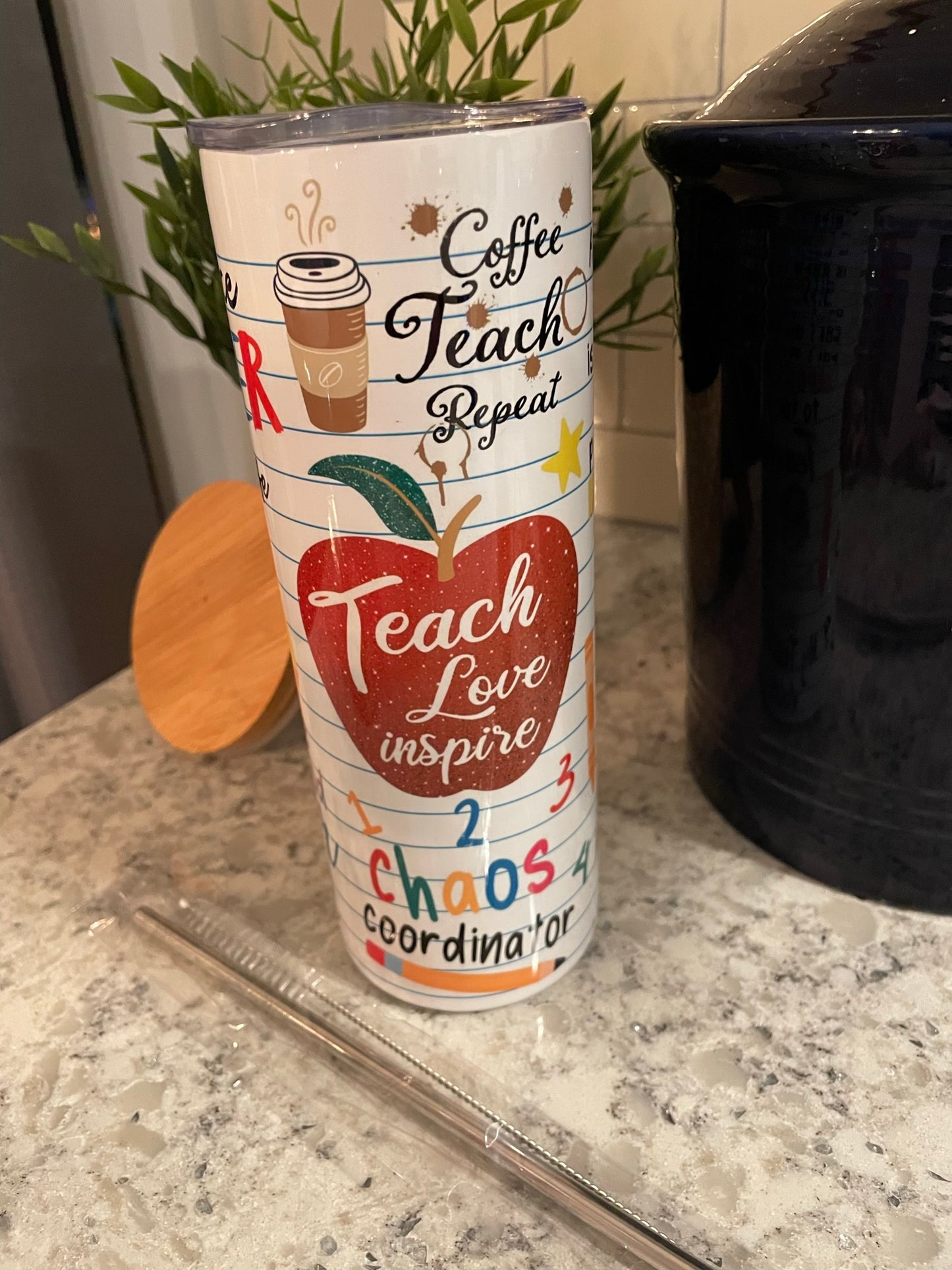 20 ounce Insulated Skinny Tumbler - Teacher