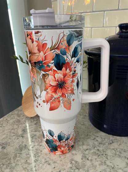 40 ounce Insulated Travel Tumbler -  Hobo Flowers