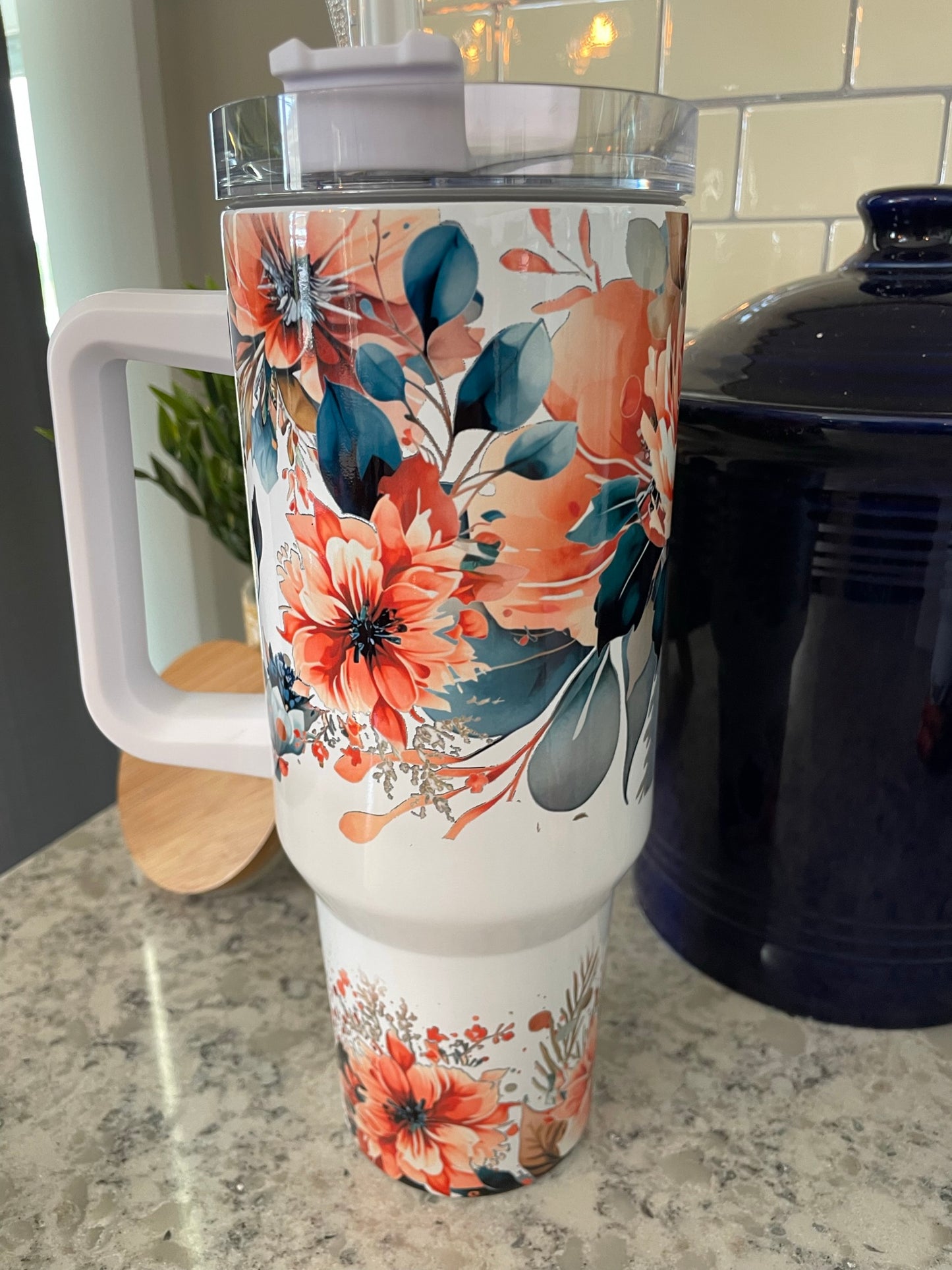 40 ounce Insulated Travel Tumbler -  Hobo Flowers