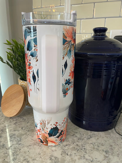 40 ounce Insulated Travel Tumbler -  Hobo Flowers