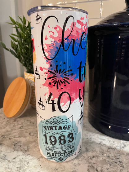 20 ounce Insulated Skinny Tumbler -  40th Birthday