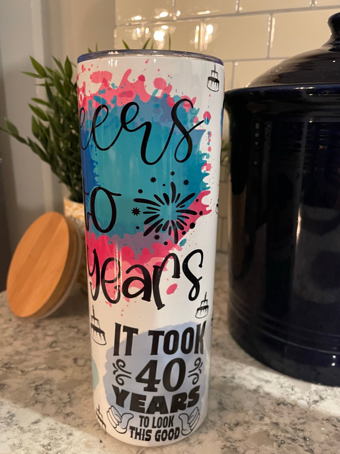 20 ounce Insulated Skinny Tumbler -  40th Birthday