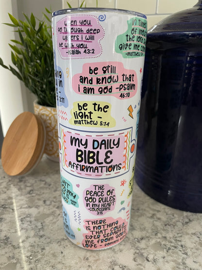 20 ounce Insulated Skinny Tumbler - Daily Bible Affirmations