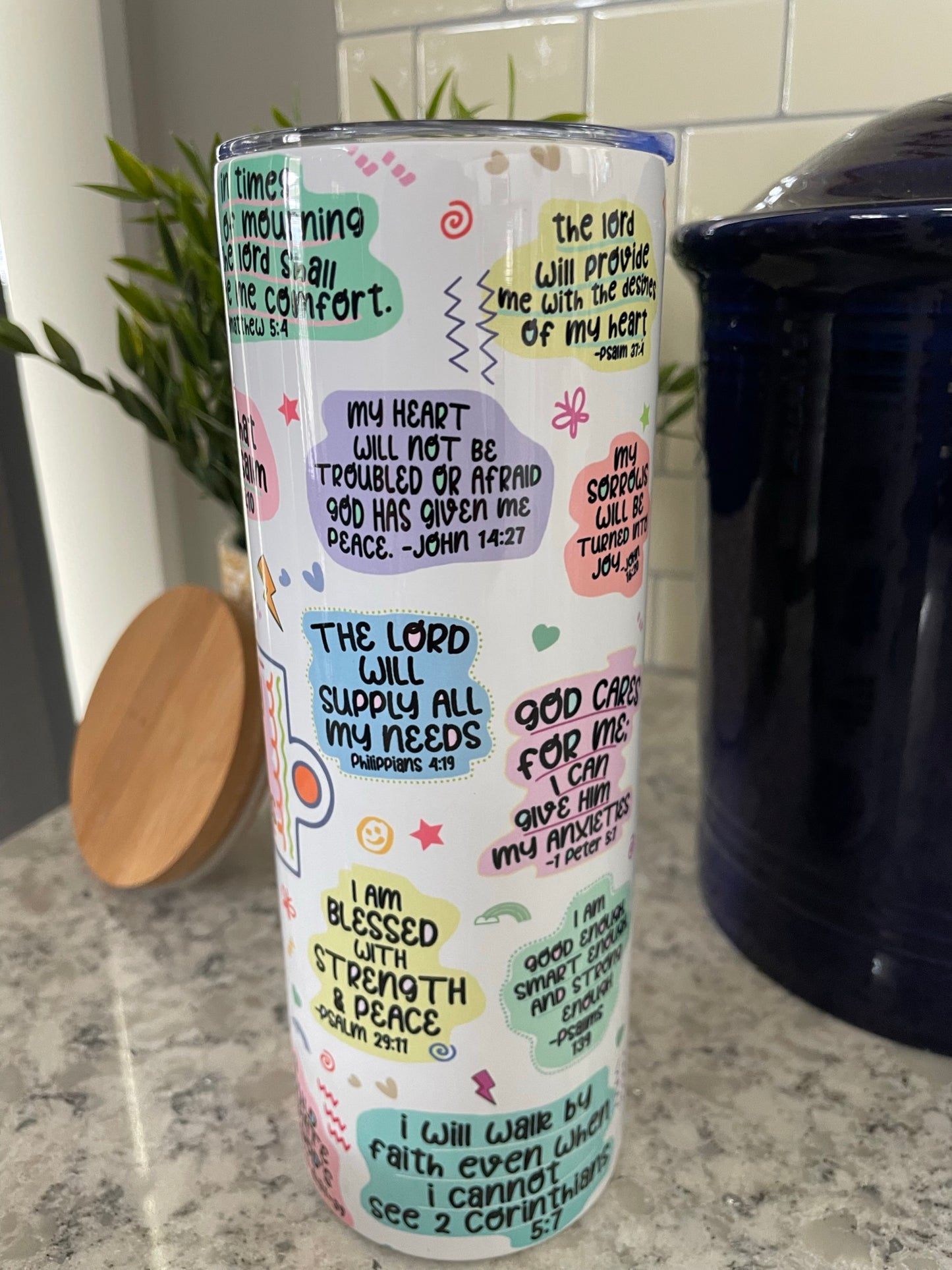 20 ounce Insulated Skinny Tumbler - Daily Bible Affirmations