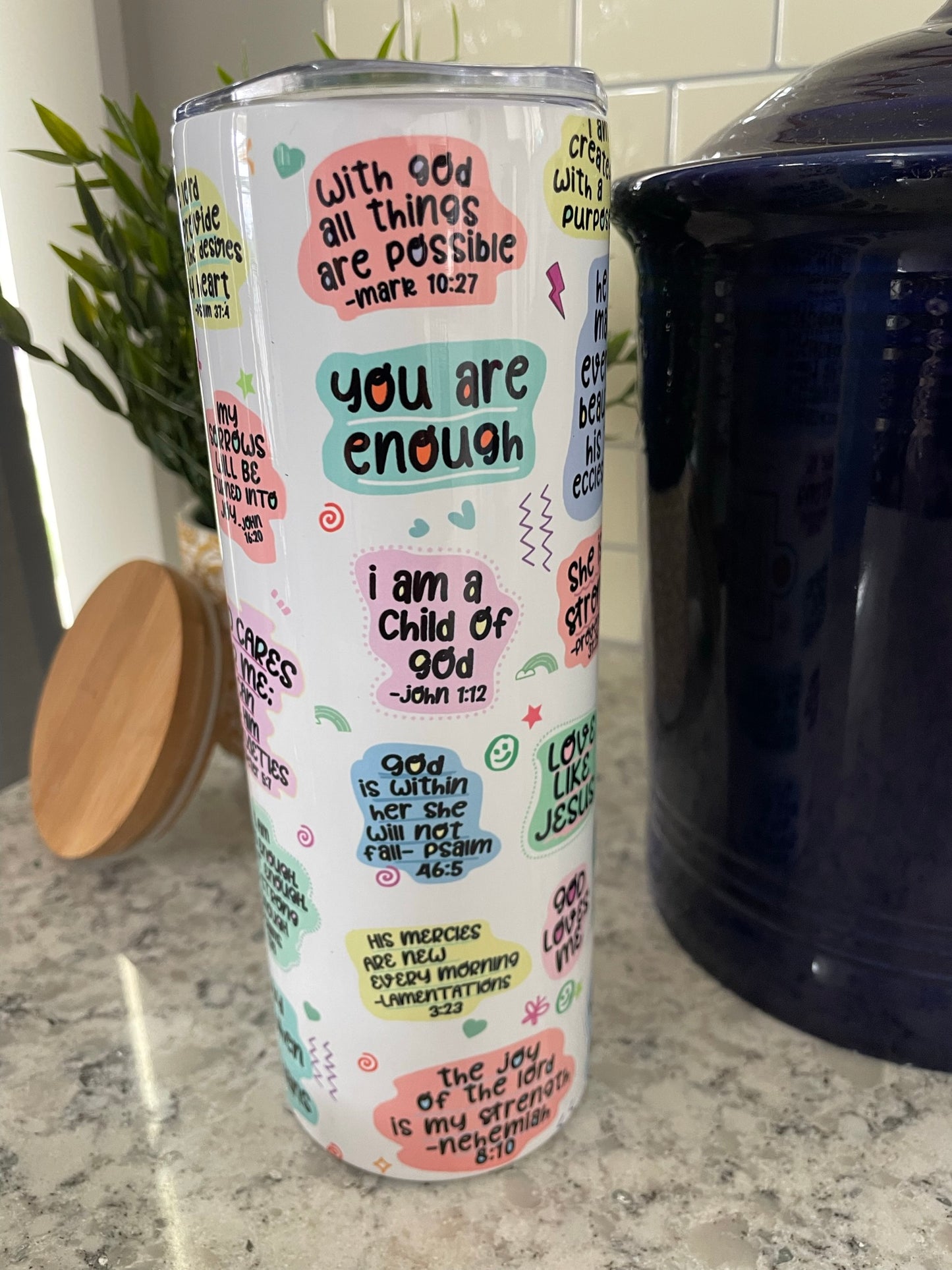 20 ounce Insulated Skinny Tumbler - Daily Bible Affirmations