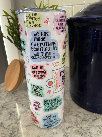 20 ounce Insulated Skinny Tumbler - Daily Bible Affirmations