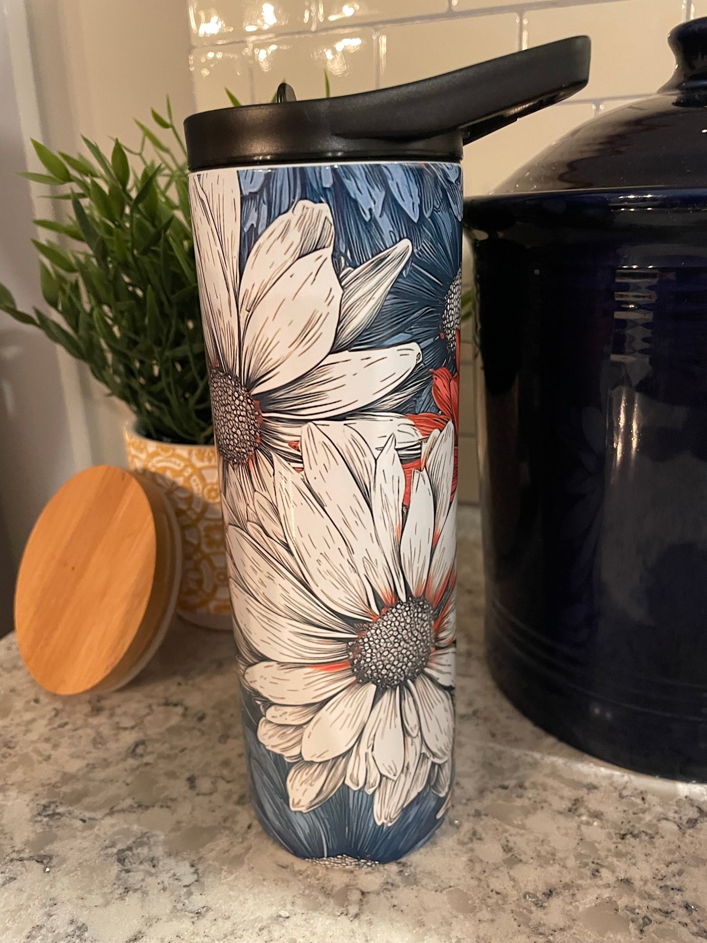 20 ounce Insulated Skinny Tumbler - Patriot Daisies