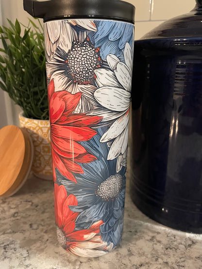 20 ounce Insulated Skinny Tumbler - Patriot Daisies