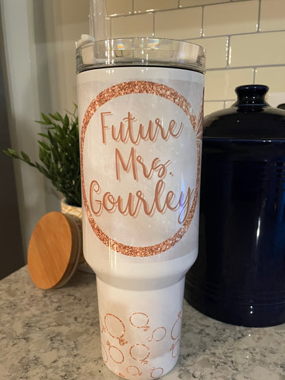 40 ounce Insulated Travel Tumbler - Bride to be Future Mrs. ....