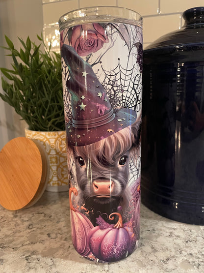 20 ounce Insulated Skinny Tumbler - Highland Halloween Cow