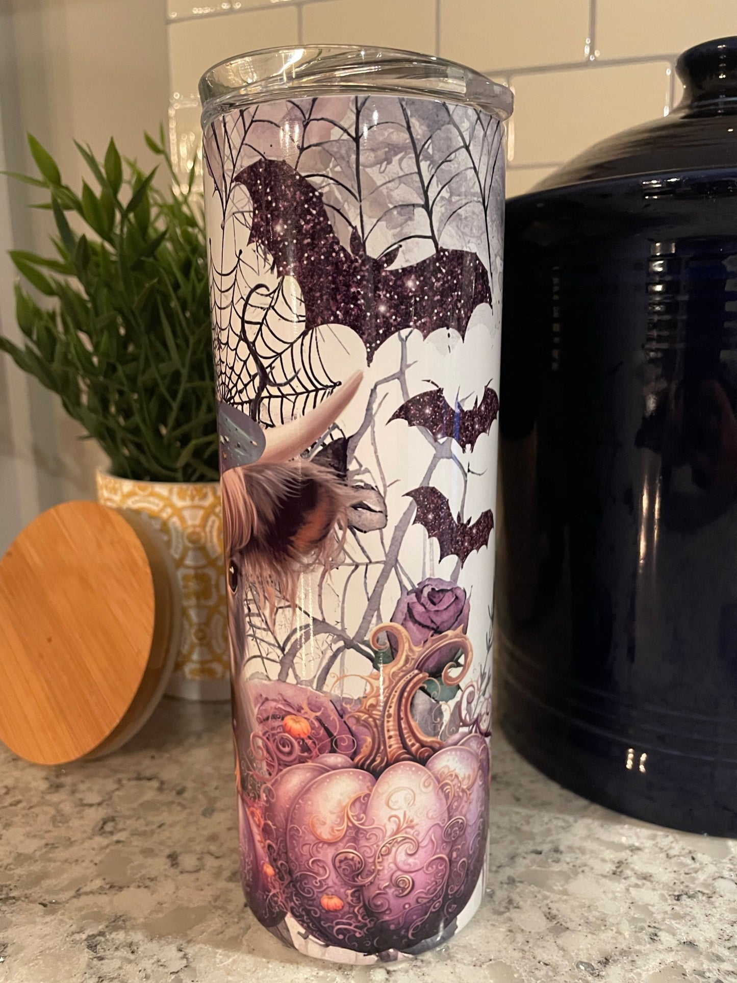 20 ounce Insulated Skinny Tumbler - Highland Halloween Cow