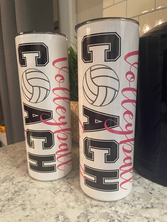 20 ounce Insulated Skinny Tumbler -  Volleyball Coach