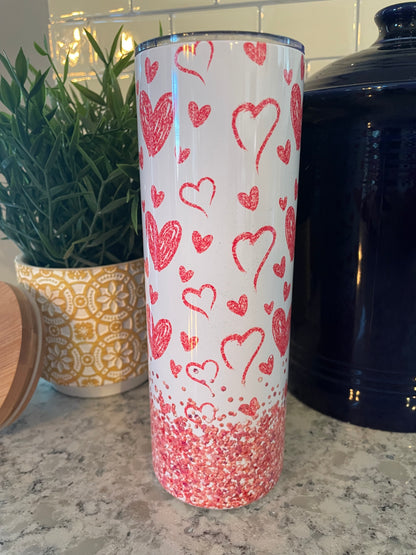 20 ounce Insulated Skinny Tumbler - Pink Hearts