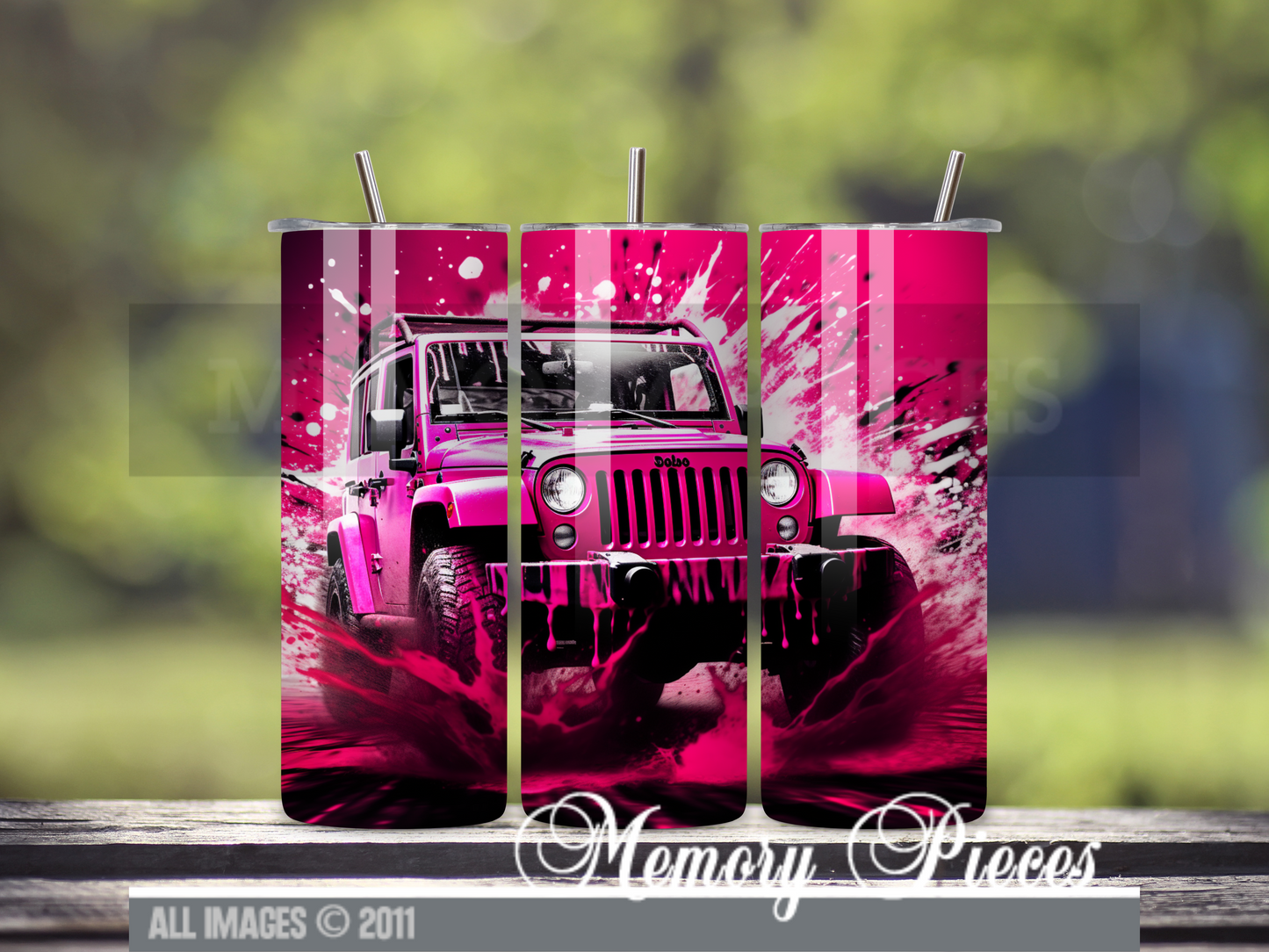 20 ounce Insulated Skinny Tumbler - Pink Jeep