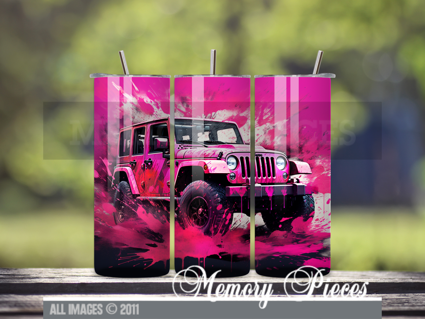 20 ounce Insulated Skinny Tumbler - Pink Jeep