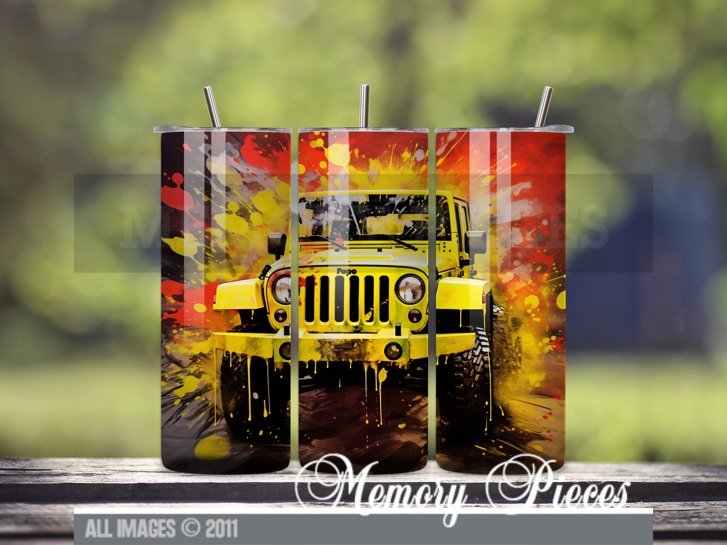 20 ounce Insulated Skinny Tumbler - Yellow Jeep