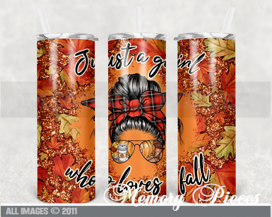 20 ounce Insulated Skinny Tumbler - Just A Girl Who Loves Fall