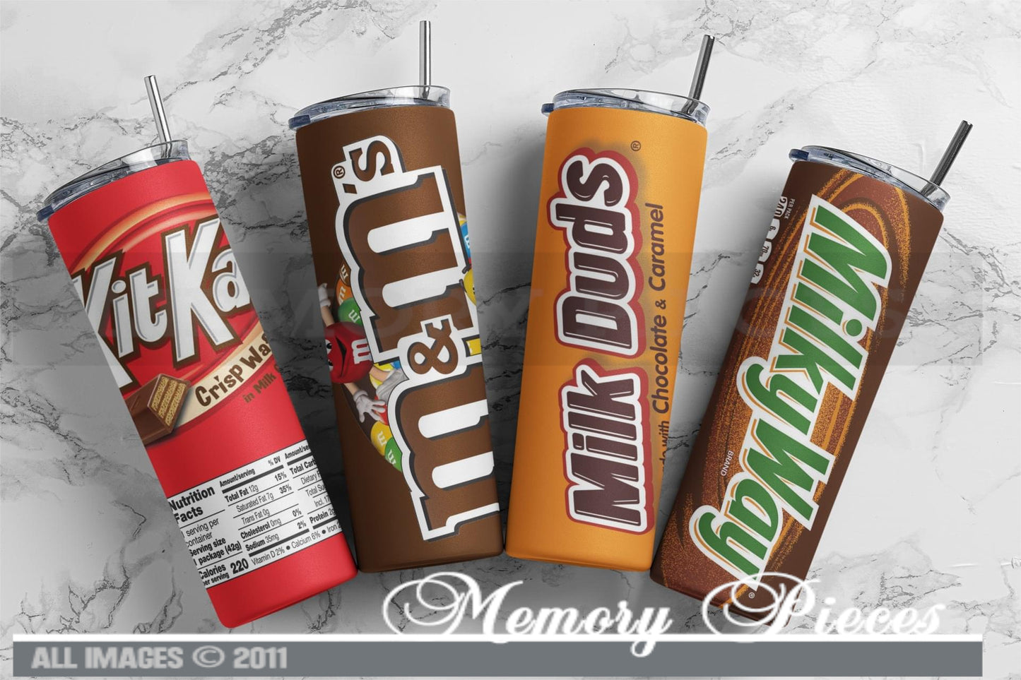 20 ounce Insulated Skinny Tumbler - KitKat, M&Ms, Milk Duds, Milky Ways