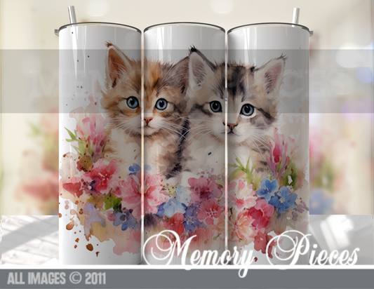 20 ounce Insulated Skinny Tumbler - Kittens