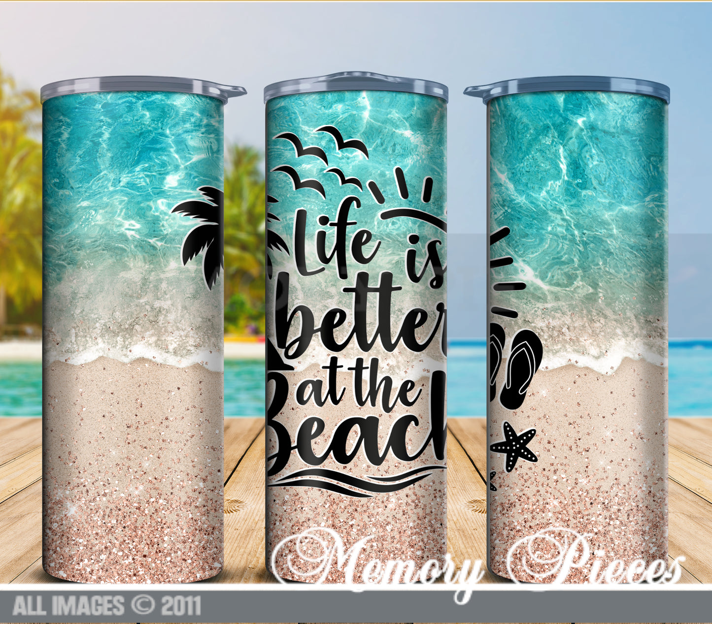 20 ounce Insulated Skinny Tumbler - Life is Better at the Beach