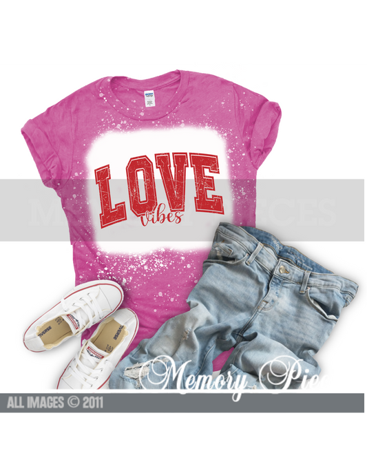 Short Sleeve ‘Love Vibes’ Bleached T-Shirt