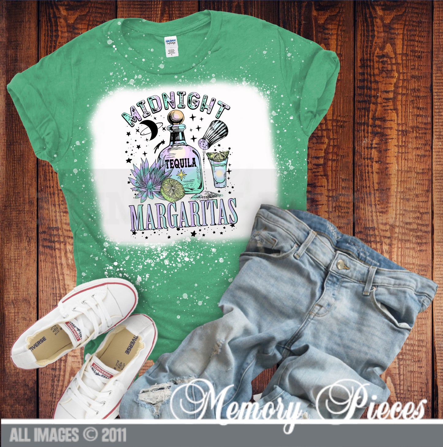 Short Sleeve ‘Midnight Margaritas’ Bleached T-Shirt