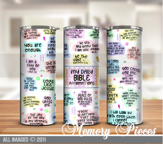 20 ounce Insulated Skinny Tumbler - Daily Bible Affirmations